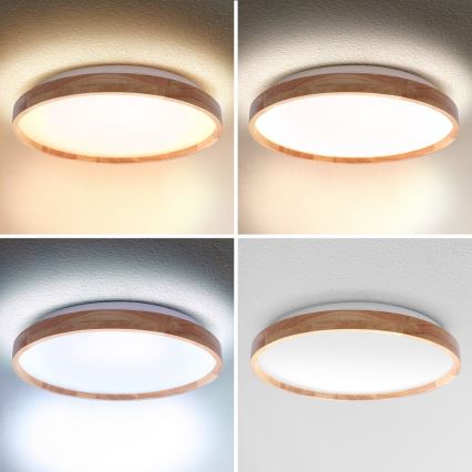 Brilagi - Димируемо LED таванно осветително тяло ALSON LED/48W/230V 3000-6500K дъб Ø 39,5 см + дистанционно управление
