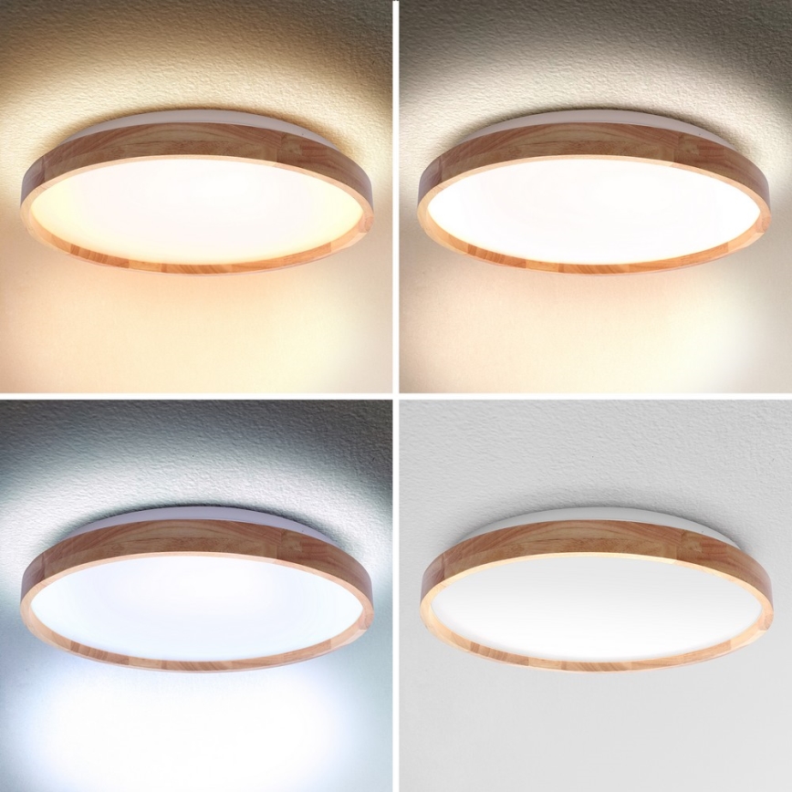 Brilagi - Димируемо LED таванно осветително тяло ALSON LED/48W/230V 3000-6500K дъб Ø 39,5 см + дистанционно управление