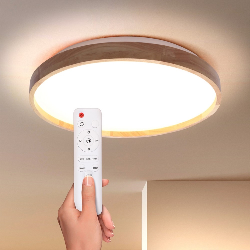 Brilagi - Димируемо LED таванно осветително тяло ALSON LED/48W/230V 3000-6500K дъб Ø 39,5 см + дистанционно управление