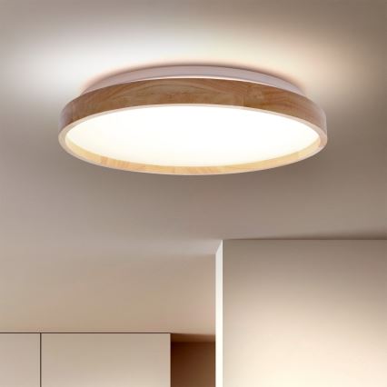 Brilagi - Димируемо LED таванно осветително тяло ALSON LED/48W/230V 3000-6500K дъб Ø 39,5 см + дистанционно управление