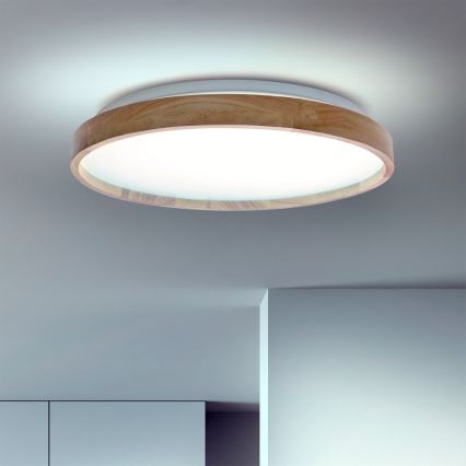 Brilagi - Димируемо LED таванно осветително тяло ALSON LED/48W/230V 3000-6500K дъб Ø 39,5 см + дистанционно управление