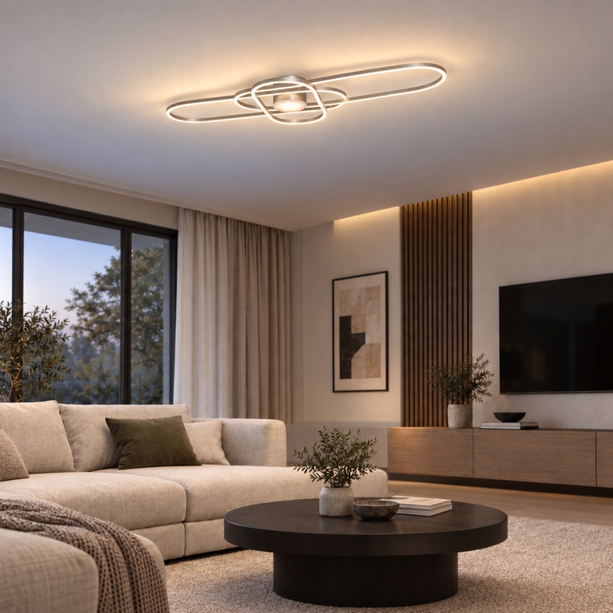 BRILAGI - LED димируемо таванно осветително тяло APOLLO LED/58W/230V 3000-6500K 43,2x101,2 cm матов хром + дистанционно управление