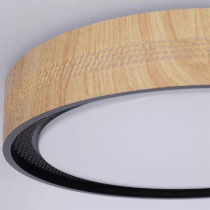 Brilagi - Димируемо LED таванно осветително тяло COCI LED/48W/230V 3000-6500K Ø 39 см дървесен декор/черно + дистанционно управление
