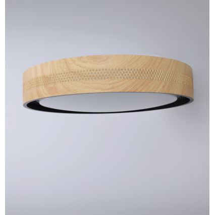 Brilagi - Димируемо LED таванно осветително тяло COCI LED/48W/230V 3000-6500K Ø 39 см дървесен декор/черно + дистанционно управление
