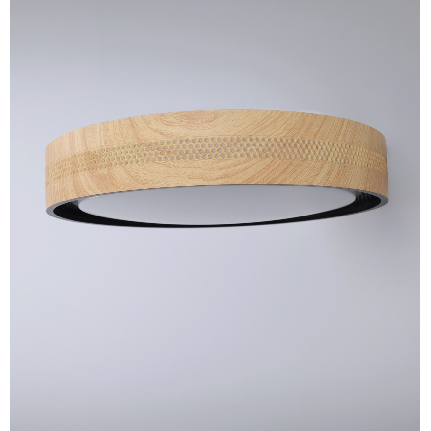 Brilagi - Димируемо LED таванно осветително тяло COCI LED/48W/230V 3000-6500K Ø 39 см дървесен декор/черно + дистанционно управление