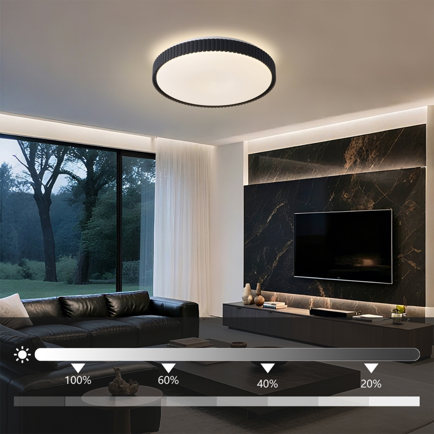 Brilagi - Димируемо таванно LED осветително тяло CORVO LED/72W/230V 3000-6000K, черно, Ø 50 см + дистанционно управление