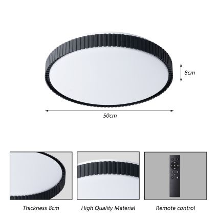 Brilagi - Димируемо таванно LED осветително тяло CORVO LED/72W/230V 3000-6000K, черно, Ø 50 см + дистанционно управление