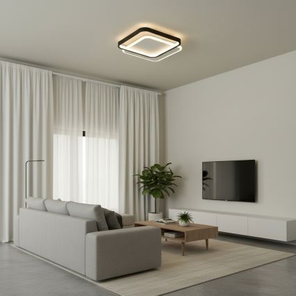 Brilagi - Димируемо LED таванно осветително тяло FLARE LED/43W/230V 3000-6000K 39,5x45 cm бял/черен + дистанционно управление