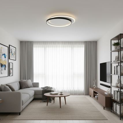 Brilagi - димируемо LED таванно осветително тяло FLARE LED/48W/230V 3000-6000K 39,5x45 cm бял/черен + дистанционно управление