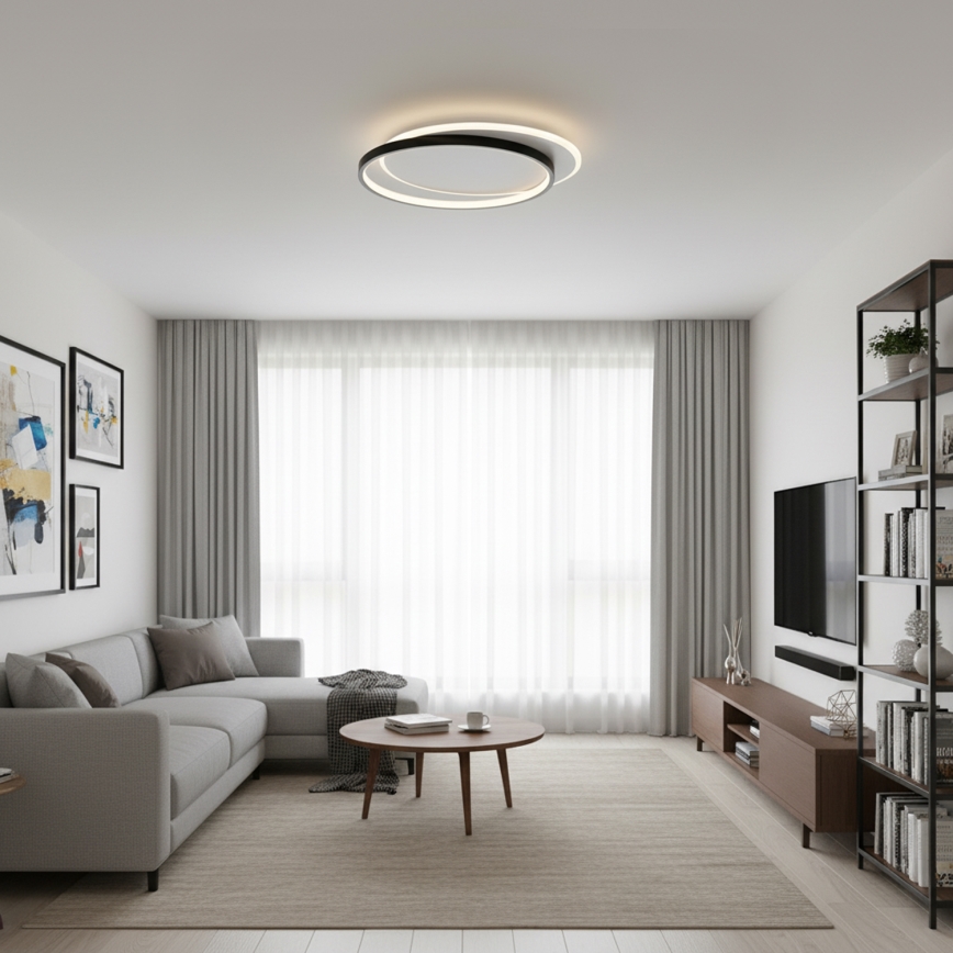Brilagi - димируемо LED таванно осветително тяло FLARE LED/48W/230V 3000-6000K 39,5x45 cm бял/черен + дистанционно управление