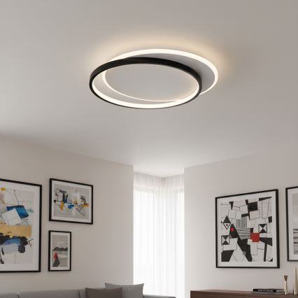Brilagi - димируемо LED таванно осветително тяло FLARE LED/48W/230V 3000-6000K 39,5x45 cm бял/черен + дистанционно управление