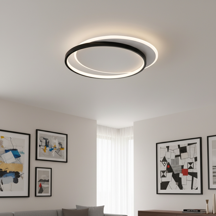 Brilagi - димируемо LED таванно осветително тяло FLARE LED/48W/230V 3000-6000K 39,5x45 cm бял/черен + дистанционно управление