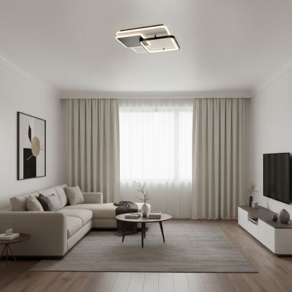 Brilagi - LED таванен плафон FLARE с възможност за димиране LED/64W/230V 3000-6000K 45x45 cm бял/черен + дистанционно управление