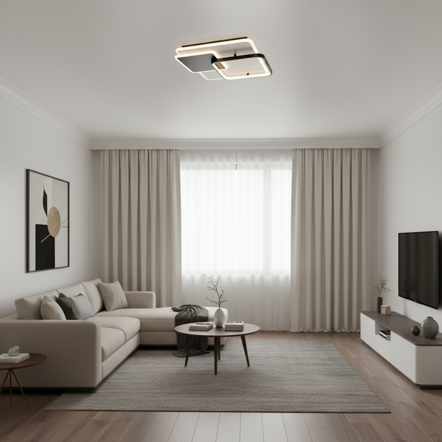 Brilagi - LED таванен плафон FLARE с възможност за димиране LED/64W/230V 3000-6000K 45x45 cm бял/черен + дистанционно управление