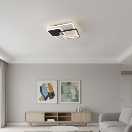 Brilagi - LED таванен плафон FLARE с възможност за димиране LED/64W/230V 3000-6000K 45x45 cm бял/черен + дистанционно управление