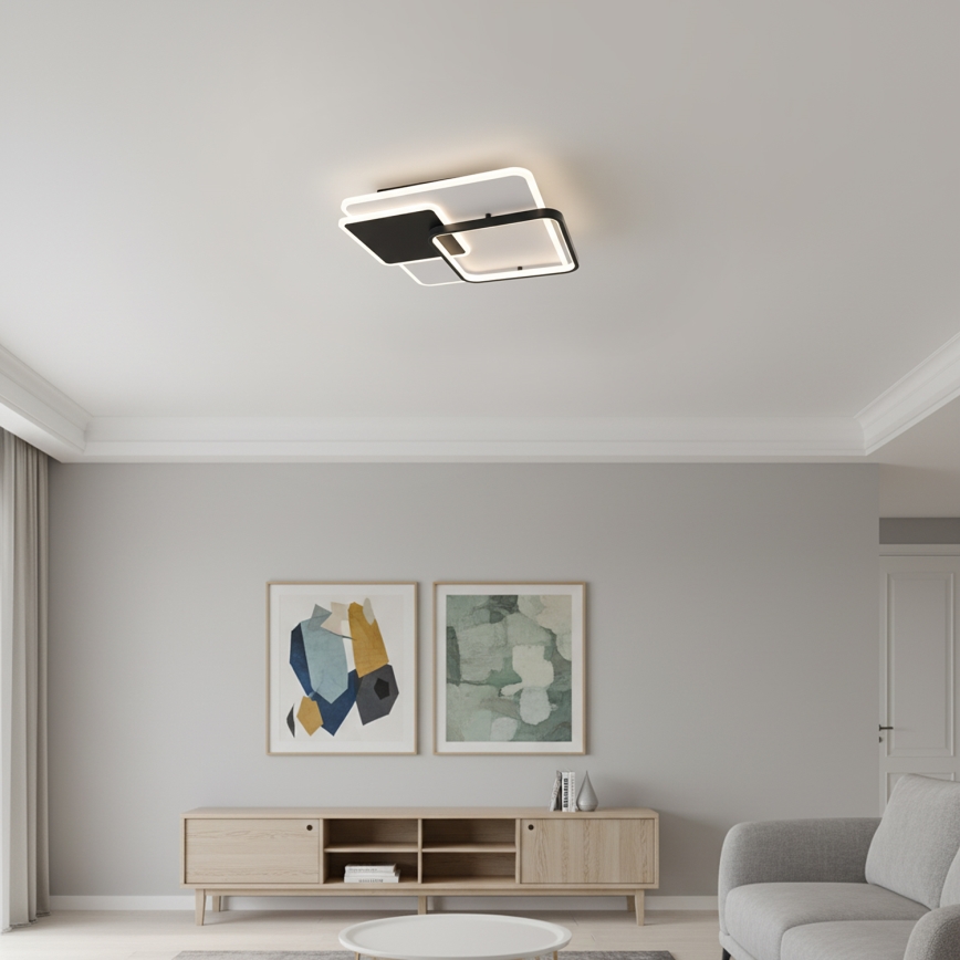 Brilagi - LED таванен плафон FLARE с възможност за димиране LED/64W/230V 3000-6000K 45x45 cm бял/черен + дистанционно управление