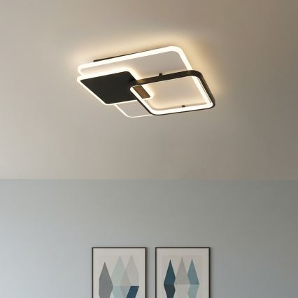 Brilagi - LED таванен плафон FLARE с възможност за димиране LED/64W/230V 3000-6000K 45x45 cm бял/черен + дистанционно управление