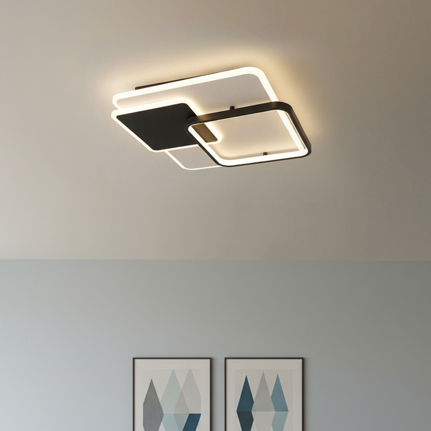 Brilagi - LED таванен плафон FLARE с възможност за димиране LED/64W/230V 3000-6000K 45x45 cm бял/черен + дистанционно управление