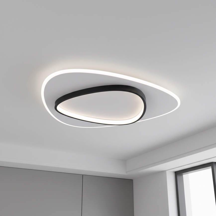 Brilagi - LED димируемо таванно осветително тяло FLARE LED/70W/230V 3000-6000K 55x55 cm бял/черен + дистанционно управление