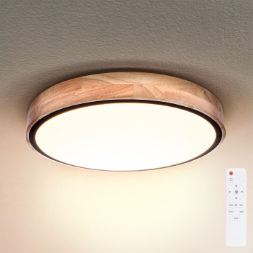 Brilagi - Димируемо LED таванно осветително тяло GLORIA LED/48W/230V 3000-6500K дъб диам. 40 см + дистанционно управление