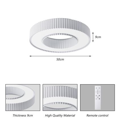 Brilagi - LED димируемо таванно осветително тяло LUMIX LED/48W/230V 3000-6000K бяло Ø 50 см + дистанционно управление