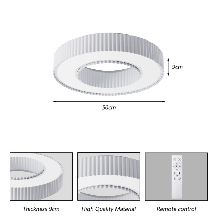 Brilagi - LED димируемо таванно осветително тяло LUMIX LED/48W/230V 3000-6000K бяло Ø 50 см + дистанционно управление