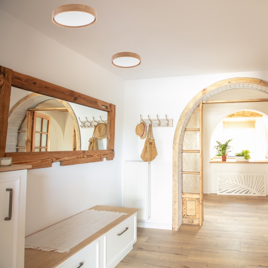 Brilagi - Димируемо LED таванно осветително тяло MANAROLA LED/24W/230V, диаметър 42 см, 3000-6500K, цвят дъб, с дистанционно управление