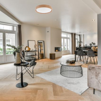 Brilagi - Димируемо LED таванно осветително тяло MANAROLA LED/24W/230V, диаметър 42 см, 3000-6500K, цвят дъб, с дистанционно управление