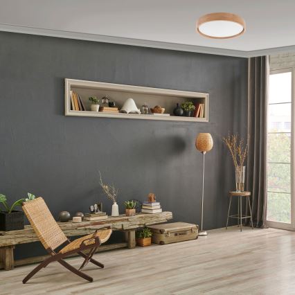 Brilagi - Димируемо LED таванно осветително тяло MANAROLA LED/24W/230V, диаметър 42 см, 3000-6500K, цвят дъб, с дистанционно управление