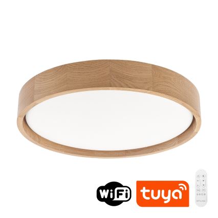Brilagi - Димируемо таванно LED осветително тяло MANAROLA SMART LED/24W/230V 3000-6000K Wi-Fi Tuya Beacon Ø 41 см дъб + дистанционно управление