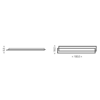 Brilagi - LED димируемо таванно осветително тяло OUTLINE LED/90W/230V 3000-6000K 18x100 cm бяло/черно + дистанционно управление