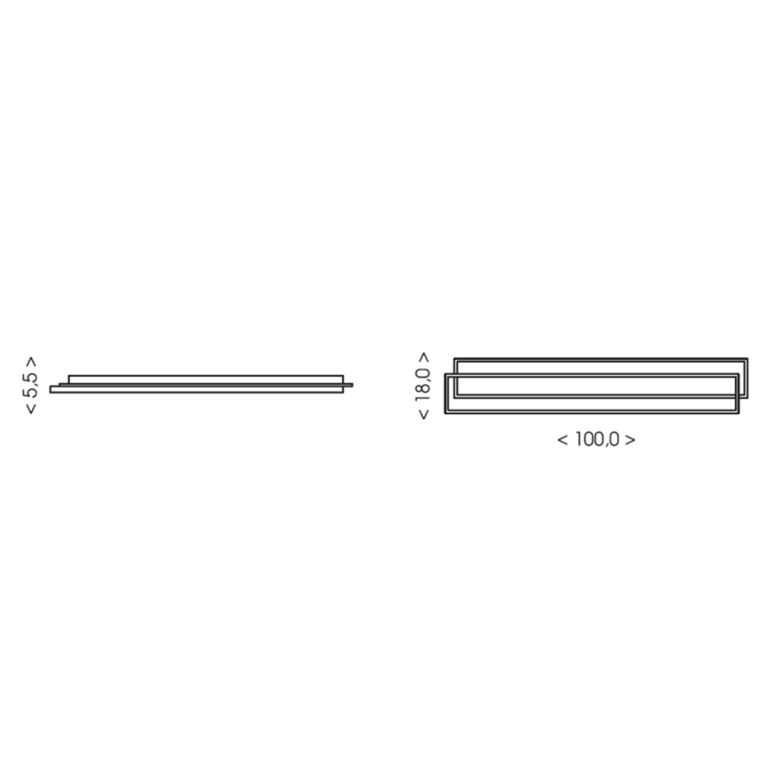 Brilagi - LED димируемо таванно осветително тяло OUTLINE LED/90W/230V 3000-6000K 18x100 cm бяло/черно + дистанционно управление