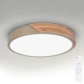 BRILAGI - димируемо LED таванно осветително тяло PILANA LED/48W/230V 3000-6500K дъб/бежово пр. 40 см + дистанционно управление
