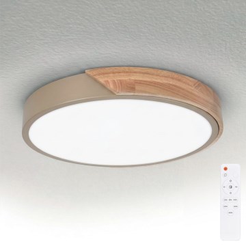 BRILAGI - димируемо LED таванно осветително тяло PILANA LED/48W/230V 3000-6500K дъб/бежово пр. 40 см + дистанционно управление