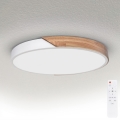 Brilagi - Димируемо LED таванно осветително тяло PILANA LED/60W/230V 3000–6500K дъб/бяло Ø 60 см + дистанционно управление