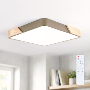 BRILAGI - димируемо LED таванно осветително тяло PILANA SQUARE LED/48W/230V 3000-6500K дъб/бежово 42x42 cm + дистанционно управление