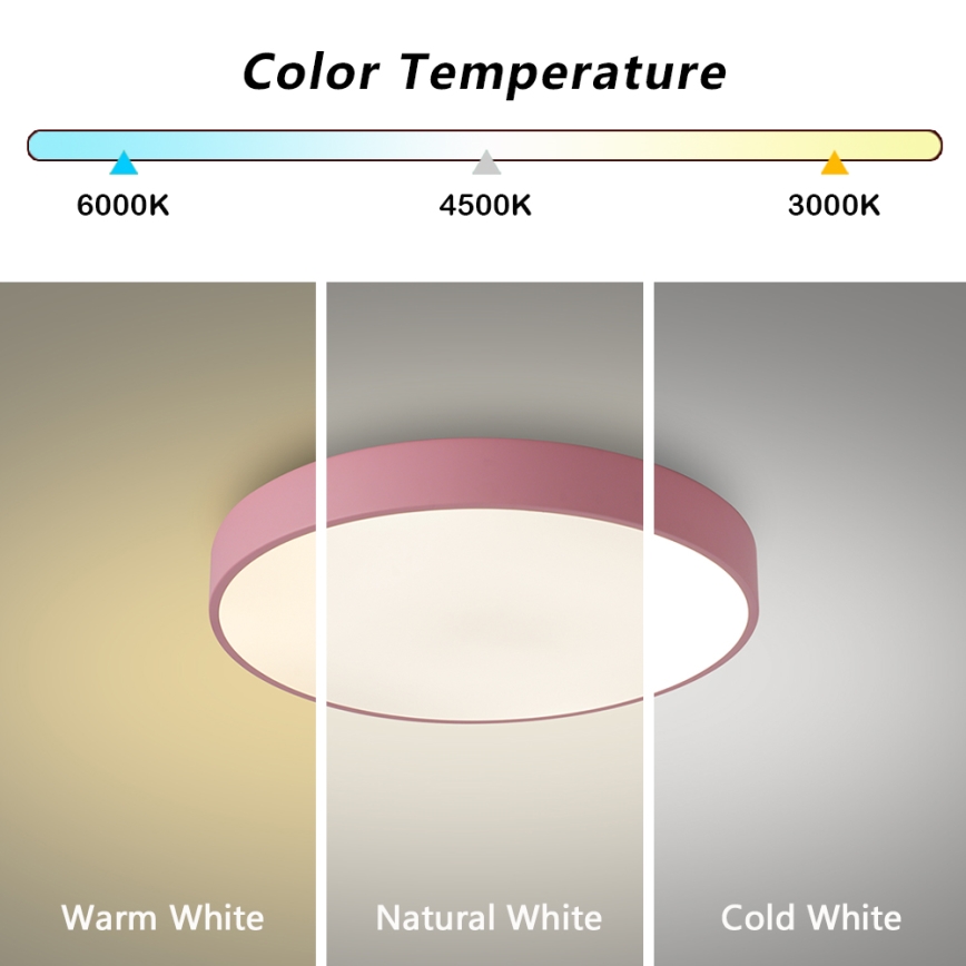 Brilagi - димируемо таванно LED осветително тяло POOL LED/36W/230V 3000-6000K Ø 30 см розово + дистанционно управление