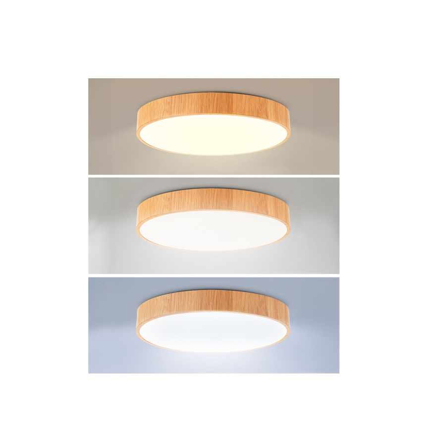 Brilagi - димируем LED плафон POOL LED/36W/230V 3000-6000K Ø 30 см дървесен декор + дистанционно управление
