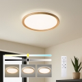 Brilagi - димируемо LED таванно осветително тяло RIVO LED/72W/230V 3000-6000K с дървесен декор, диаметър 50 см + дистанционно управление
