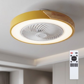 Brilagi - Димируемо LED таванно осветително тяло с вентилатор LED/38W/230V 3000-6500K 3000-6500K Ø 50 см златисто/дъб + дистанционно управление