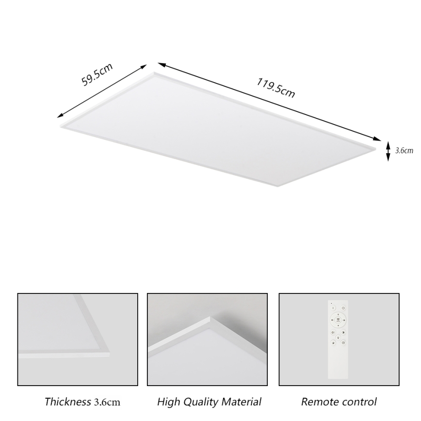 Brilagi - LED димируемо таванно осветително тяло SLIMFRAME LED/80W/230V 120x60 cm 3000-6000K бяло + дистанционно управление