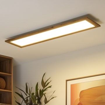 Brilagi - Димируемо LED таванно осветително тяло SLIMFRAME WOOD LED/58W/230V 124x33,7 cm 3000-6000K кафяво + дистанционно управление