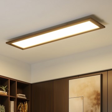 Brilagi - димируемо LED таванно осветително тяло SLIMFRAME WOOD LED/58W/230V 124x34 см 3000-6000K тъмно кафяво + дистанционно управление