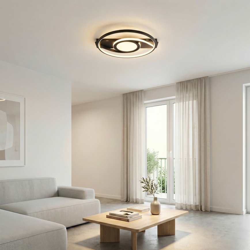 Brilagi - LED димируемо таванно осветително тяло TWIRL LED/38W/230V 3000-6000K черно + дистанционно управление