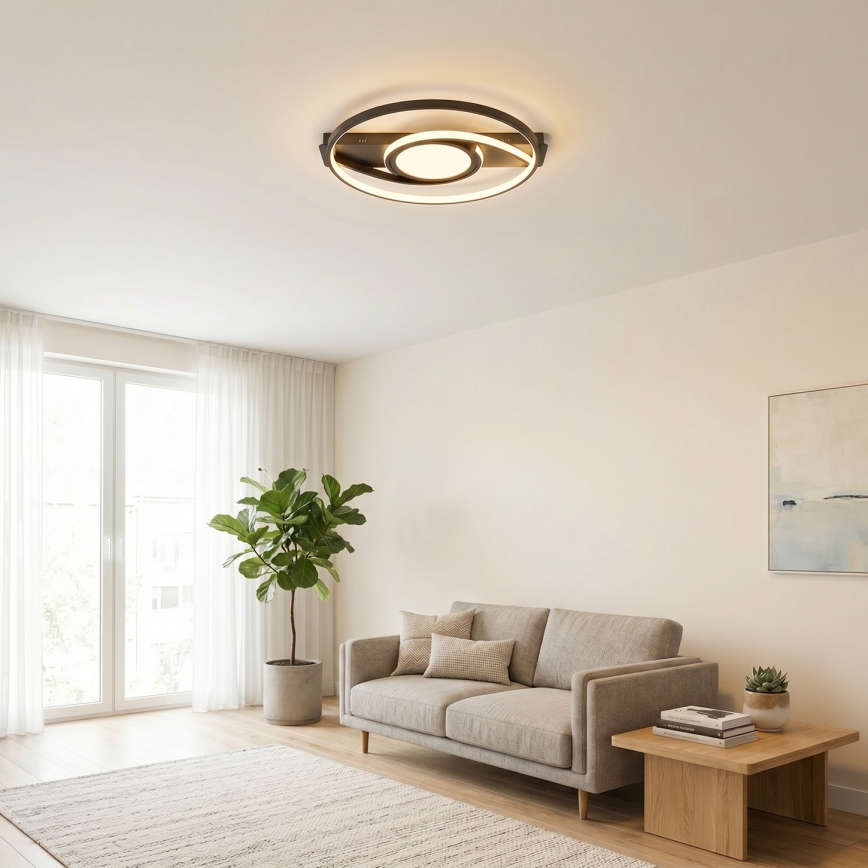 Brilagi - LED димируемо таванно осветително тяло TWIRL LED/38W/230V 3000-6000K черно + дистанционно управление