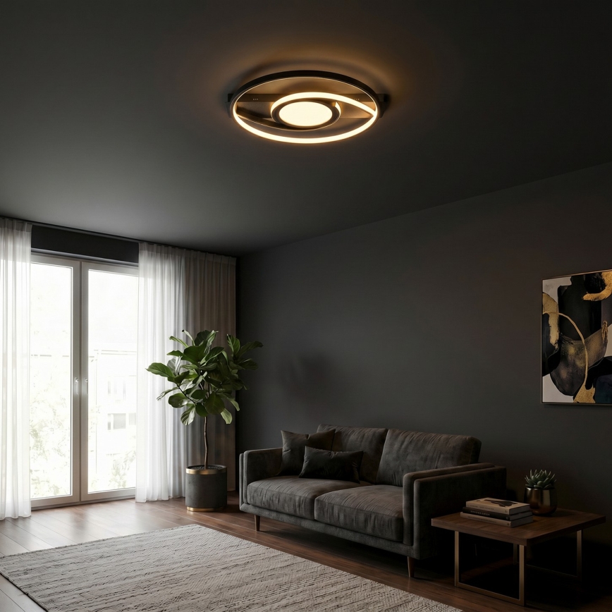 Brilagi - LED димируемо таванно осветително тяло TWIRL LED/38W/230V 3000-6000K черно + дистанционно управление