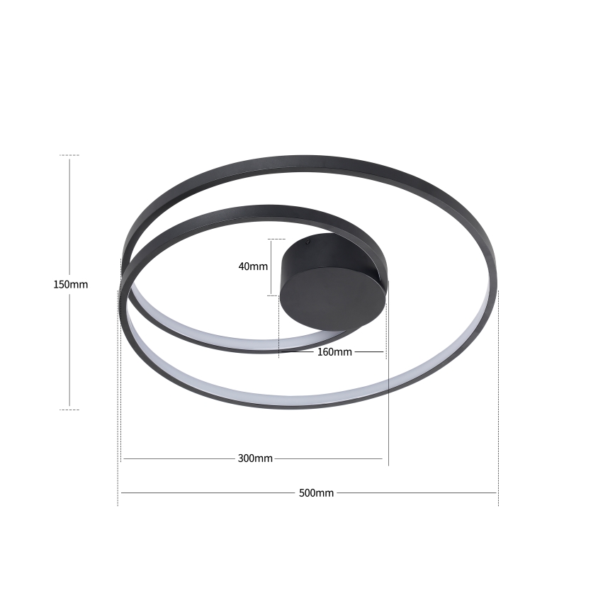 Brilagi - LED димируемо таванно осветително тяло TWISTER LED/48W/230V 3000-6000K Ø 50 см черно + дистанционно управление