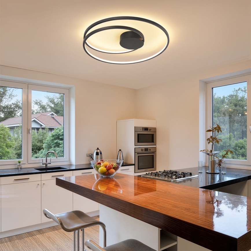 Brilagi - Димируемо таванно осветително тяло TWISTER LED/75W/230V 3000-6000K Ø 70 см, черно, с дистанционно управление