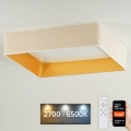 Brilagi - димируемо LED таванно осветително тяло VELVET SQUARE SMART LED/36W/230V 60x60 cm 2700-6500K Wi-Fi Tuya + дистанционно управление, цвят крем