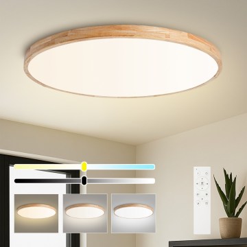 Brilagi - Димируемо LED таванно осветително тяло WOODLINE LED/128W/230V 3000-6000K дъб Ø 100 см + дистанционно управление